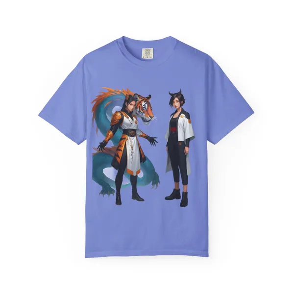 Vintage_Wildlife_Tee_Tiger_Dragon_Nature_Shirt_Flo_Blue